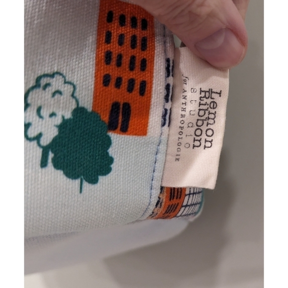 Anthropologie x Lemon Ribbon City Scene Buildings Cotton Room Basket Tote - Picture 4 of 9